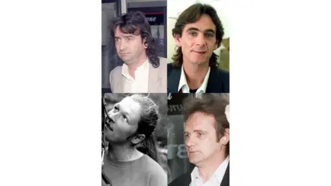 PA Guildford Four - clockwise - Gerald "Gerry" Conlon (1991), Paul Hill (1989), Patrick Armstrong (1991), Carole Richardson (1989).
