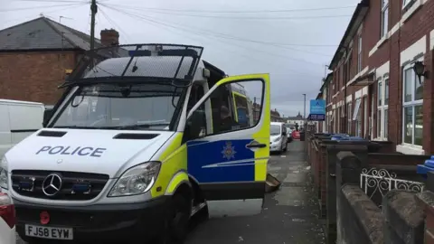 Derbyshire Police Police van at the raids