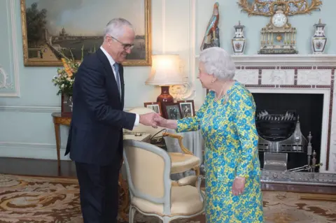 AFP Australian PM Malcolm Turnbull meets the Queen on Tuesday at Buckingham Palace