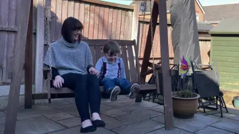 BBC Nicola Wharton and her son Aaron