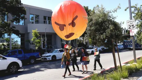 Reuters A small group of protestors