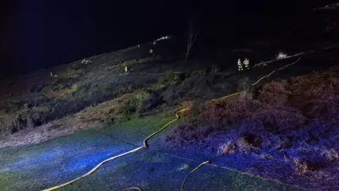 Shropshire Fire and Rescue Service Firefighters on hillside