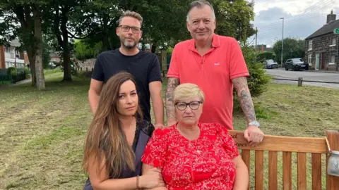 Bottom row: Claire Reynolds and her mum Ange, Top row: Matt Ayre Ms Reynolds boyfriend and her father Chris Reynolds