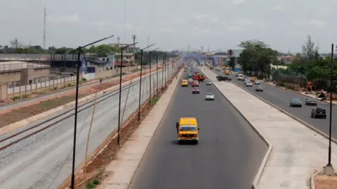 Getty Images Deserted road in Lagos on 26 March