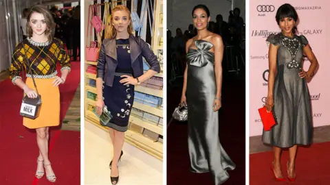 Getty Images From left: Actresses Maisie Williams, Natalie Dormer, Rosario Dawson, and Kerry Washington