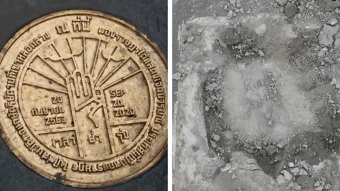 Getty Images The plaque and the empty space after its disappearance
