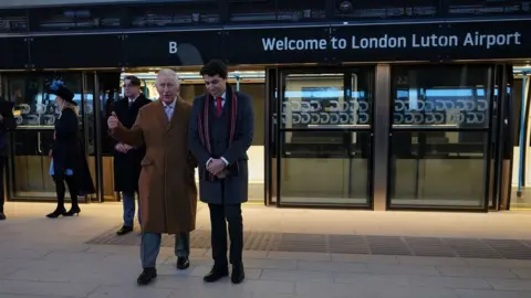 PA Media King Charles outside London Luton Airport