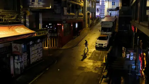 Reuters Lan Kwai Fong, Hong Kong's nightlife district, in March