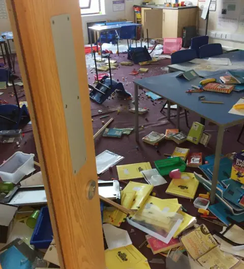 St John the Baptist damaged classroom