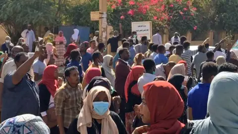 Getty Images Sudanese protesters attend an anti-government demonstration in the capital Khartoum - Sunday 6 January 2019