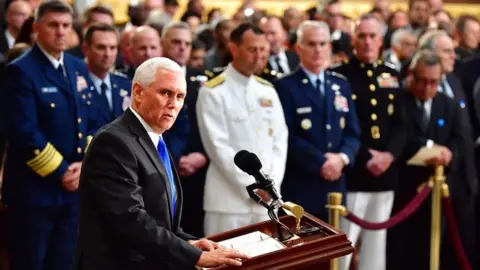 EPA US Vice-President Mike Pence speaks at the ceremony in Washington DC on 31 August 2018