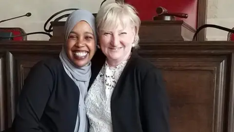 Prof Christine Bamford  Suad Aden and Professor Christine Bamford