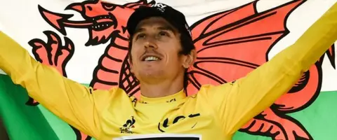 EPA Geraint Thomas on the podium