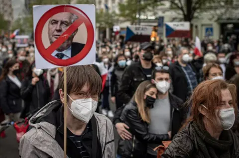 Getty Images Anti-Zeman protest, Prague, 29 Apr 21