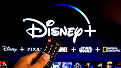 Getty Images Disney+ streaming service on a TV