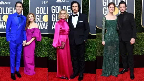 Getty Images Sacha Baron Cohen with Isla Fisher, Adam Driver with Joanne Tucker and Kit Harington with Rose Leslie