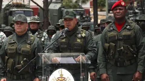 EPA File photo of Venezuelan Defence Minister Gen Vladimir Padrino in Caracas (3 May 2020)