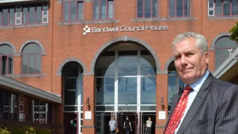 Sandwell Council Cllr Steve Eling in front of Sandwell Council house