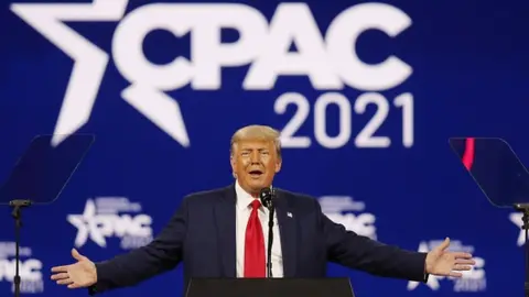 Donald Trump speaks at the Conservative Political Action Conference in Orlando, Florida, February 28, 2021