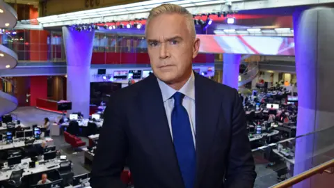 BBC Huw Edwards in BBC News studio