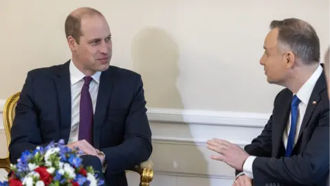 PA Media Prince William with the Polish president