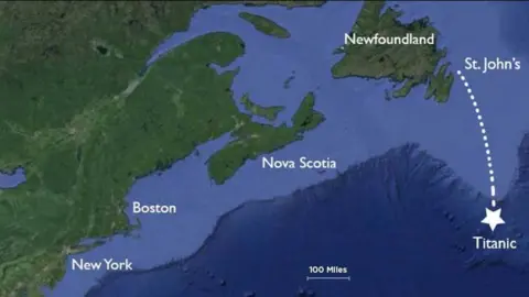 Oceangate Oceangate map of expedition to Titanic