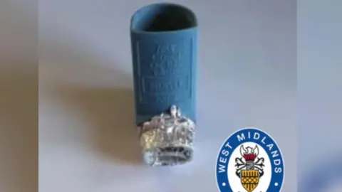 West Midlands Police The inhaler tube used as a makeshift crack pipe