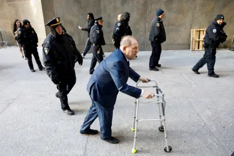 Brendan McDermid / Reuters Film producer Harvey Weinstein arrives at New York Criminal Court for his sexual assault trial in the Manhattan borough of New York City, on 9 January 2020