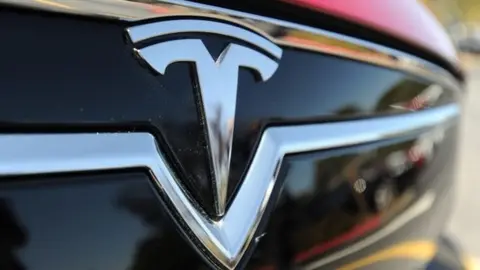 Getty Images Tesla car grille close-up