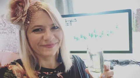 Rachel Lambert Rachel Lambert with the horseracing on her TV