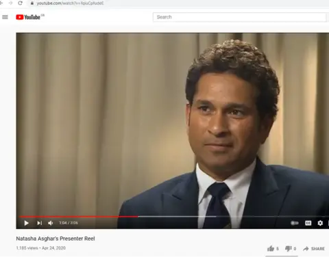 YouTube/Natasha Asghar/BBC News Sachin Tendulkar in YouTube clip