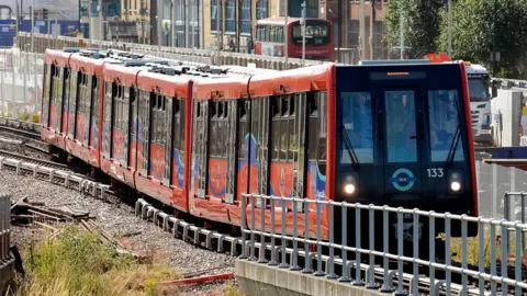 PA A DLR train in Beckton, London