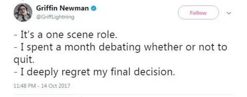 Griffin Newman /Twitter Tweet from Griffin Newman