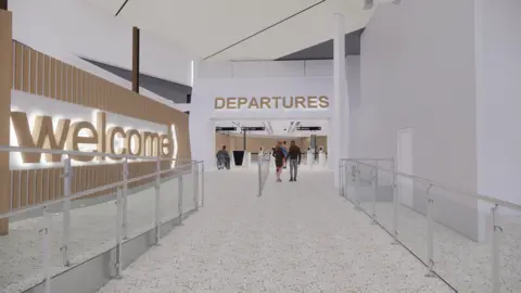 Manchester Airport Group Artists' impression of the departures gate at East Midlands Airport