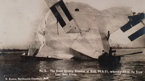 D Howlett/Historic England The crashed airship