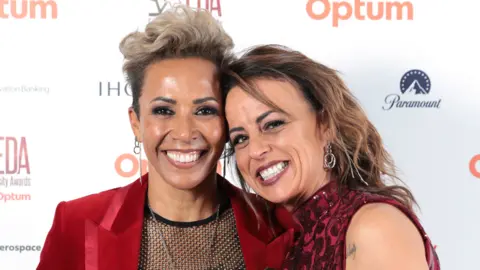 Dame Kelly Holmes and girlfriend Louise Cullen attend the European Diversity Awards 2023 at Intercontinental Hotel on 10 November 2023 in London, England