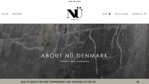 Nu Denmark Nu Denmark home page, showing a notice