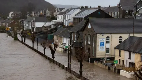 Getty Images Pontypridd High Street flooding after Storm Dennis Feb 2020