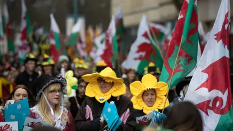 Getty Images A St David' Day parade in Cardiff