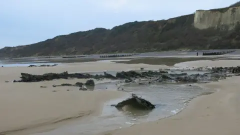 Cromer Museum SS Fernebo wreck on Norfolk beach