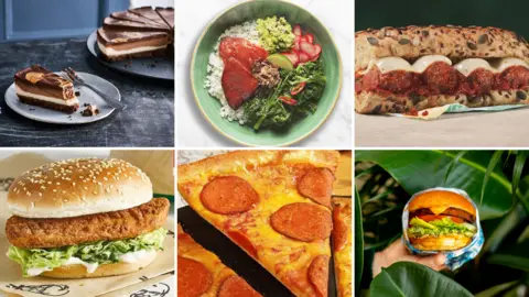 BBC Veganuary products from Caffe Nero, Wagamama, Subway, KFC, Pizza Hut and Leon