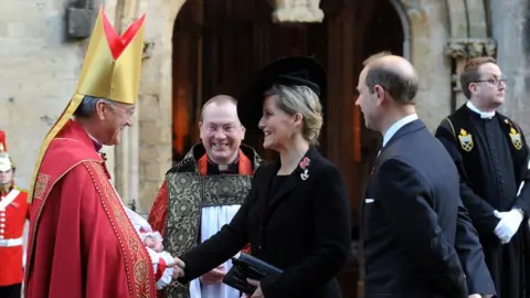 Welsh Government Prince Edward and Sophie Countess of Wessex attended a national service at Llandaff Cathedral