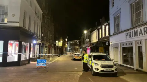 Matt Marvell/BBC Westgate St in Ipswich cordoned off