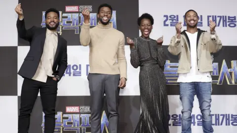 Getty Images Black Panther cast at Asia premiere in Seoul