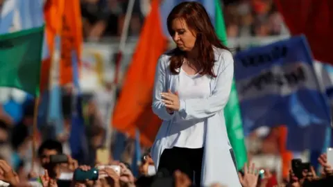 Reuters Cristina Fernandez de Kirchner, former Argentine President and candidate for the Senate in the mid-term elections, speaks during a rally in Buenos Aires, Argentina October 16, 2017