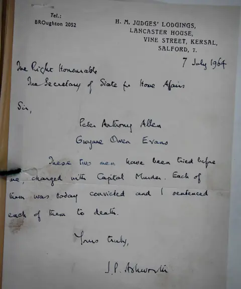 BBC The judge wrote to the Home Secretary to inform of the conviction and sentencing of Evans and Allen