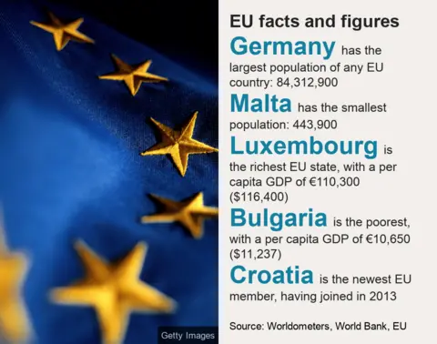 Getty Images EU flag and facts and figures