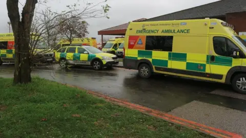 BBC Ambulances queuing