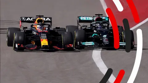 Verstappen and Hamilton's race cars side-by-side