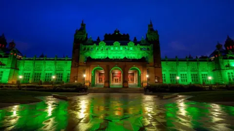 PA Media The Kelvingrove Art Gallery Museum in Glasgow joins Tourism Ireland's Global Greening campaign to mark St Patrick's Day